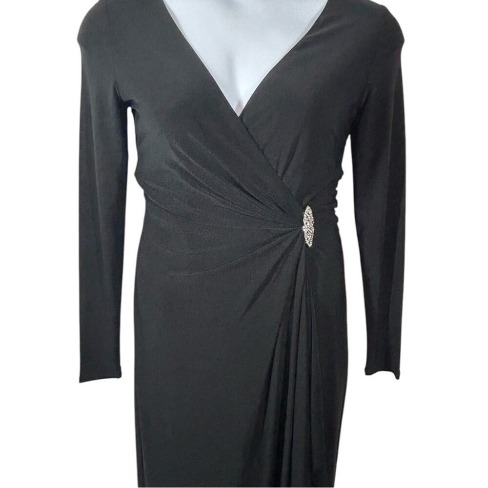 Lauren Ralph Lauren Black Long Sleeve Evening Gown Size 6 Formal - Picture 3 of 13